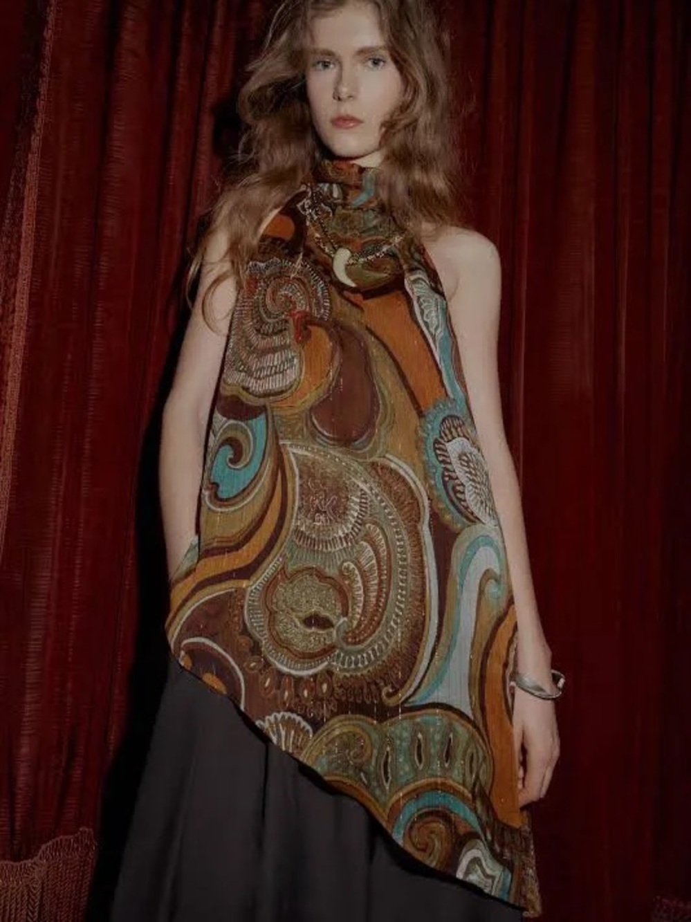 Zara Bohemian Printed Top in Rust and Brown